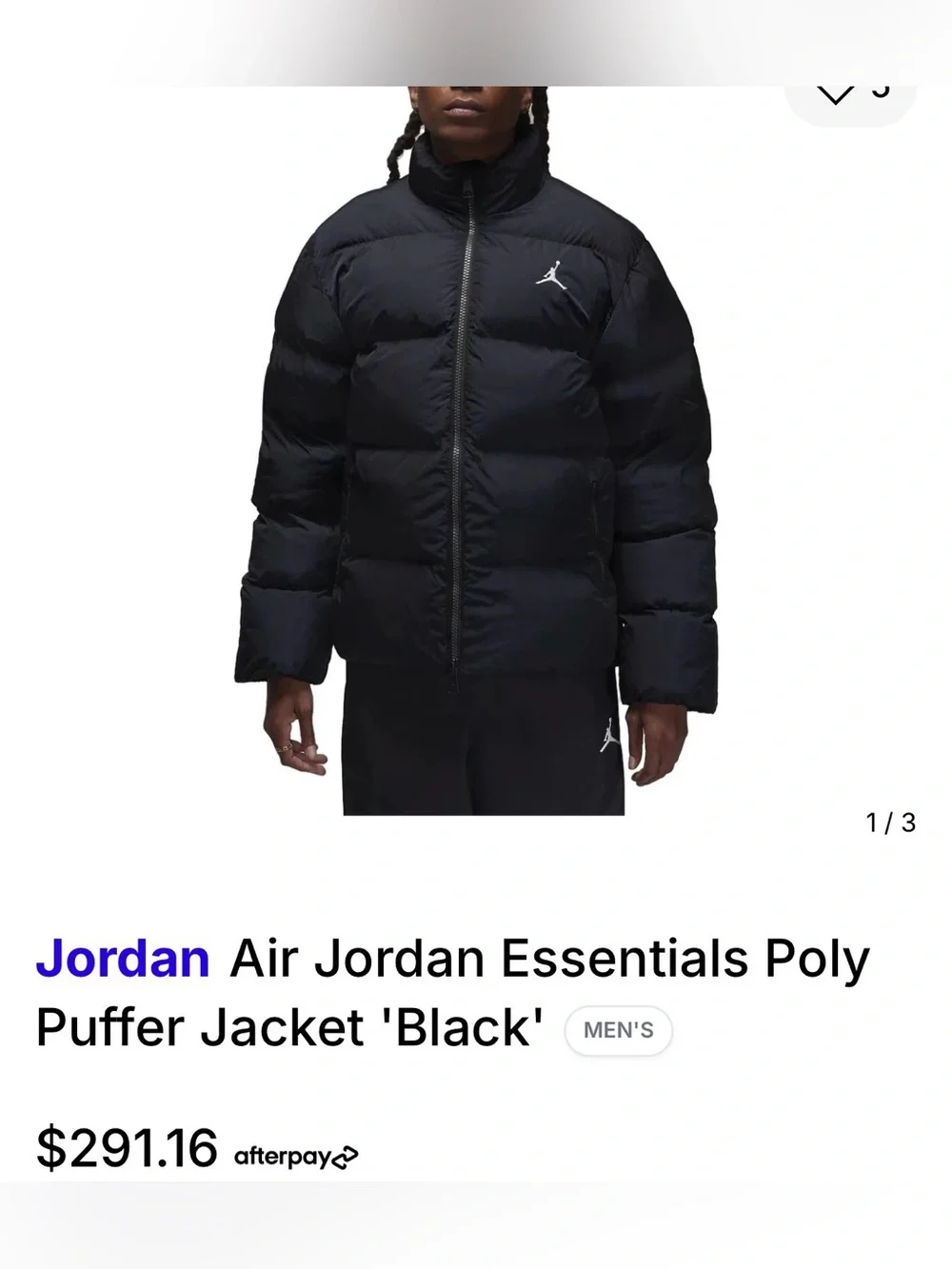 Jordan Black Insulated Puffer Jacket with Jumpman Logo